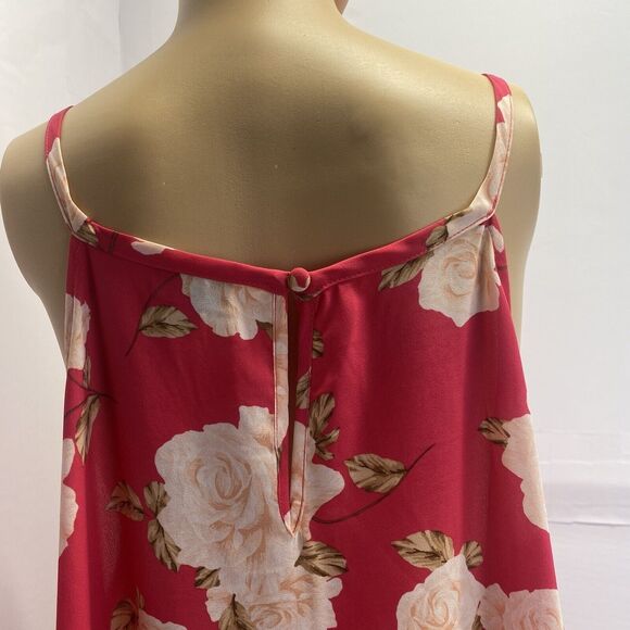 Torrid Blouse Pink Floral Roses Chiffon Straps Sleeveless Wome  Sz 4 Top Spring - Picture 14 of 15